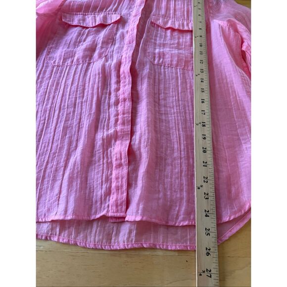 Scotch & Soda Pink Semi-Sheer Textured Button Down w/ Chest Pockets (M) - Picture 6 of 10